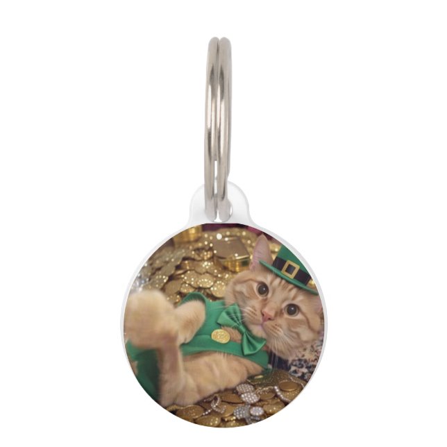 St. Patrick's Day Kabouter Kat  Huisdierpenning (Voorkant)