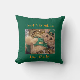 St. Patrick's Day Kabouter Kat  Kussen