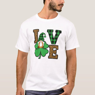 St. Patrick's Day Kabouter Liefde Luipaard Plaid K T-shirt