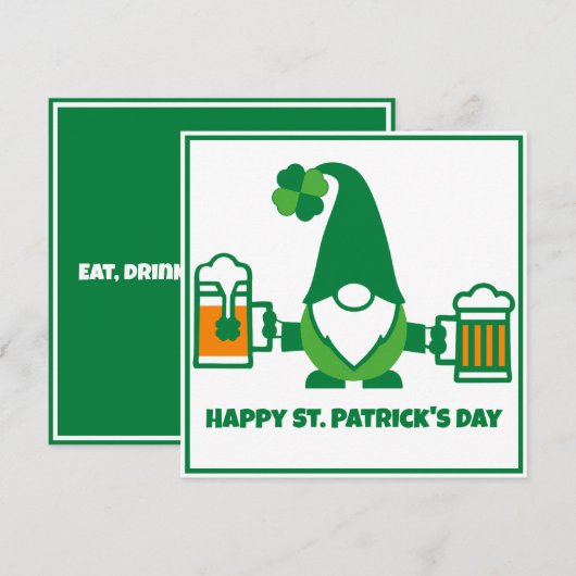 St. Patrick's Day Kabouter met Bierpul Feestdagenkaart (Voorkant / Achterkant)