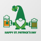 St. Patrick's Day Kabouter met Bierpul Raamsticker (Vel)