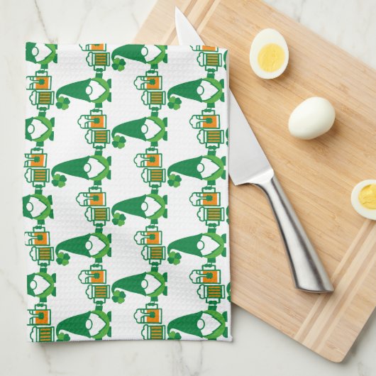 St. Patrick's Day Kabouter met Bierpul Theedoek (Quarter Fold)