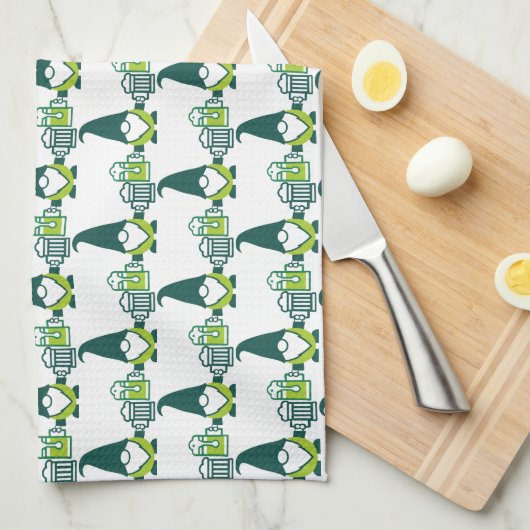 St. Patrick's Day Kabouter met Bierpul Theedoek (Quarter Fold)