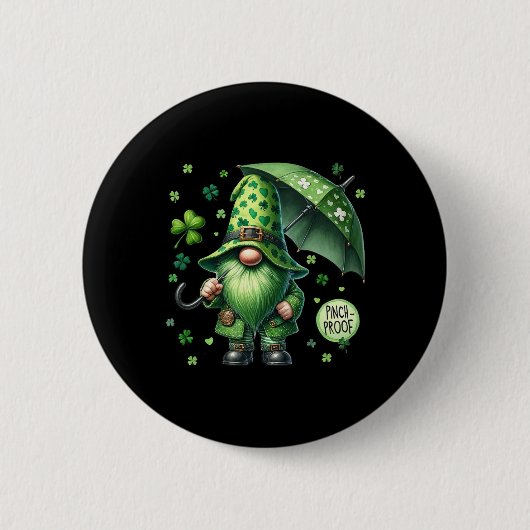 St. Patrick's Day Kabouter Met Groene Baard Grappi Ronde Button 5,7 Cm (Voorkant)