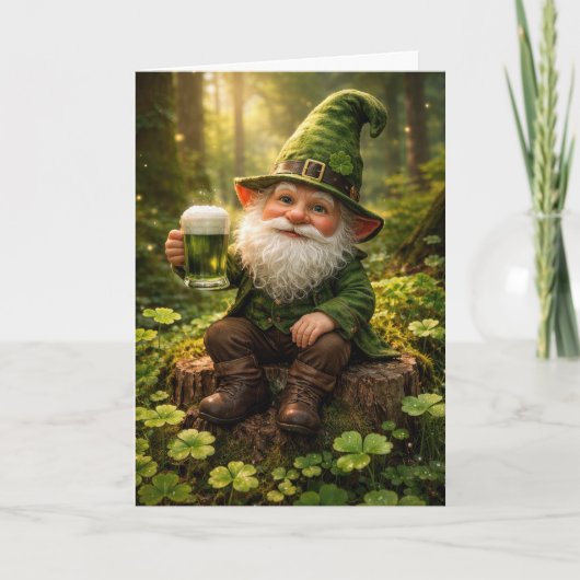 St. Patrick's Day Kabouter Met Groene Bier Kaart (Voorkant)