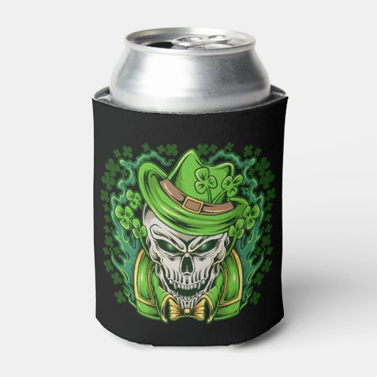 St. Patrick's Day Kabouter Schedel Blikkoeler Blikjeskoeler (Blikje Voorkant)