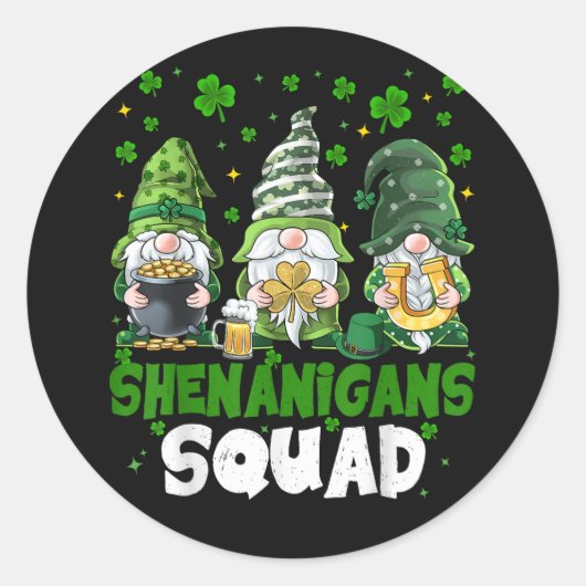 St. Patrick's Day Kabouter Shenanigans Squad Heili Ronde Sticker (Voorkant)
