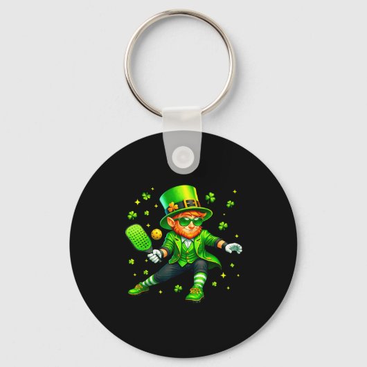 St. Patrick's Day kabouter speelt pickleball sport Sleutelhanger (Voorkant)