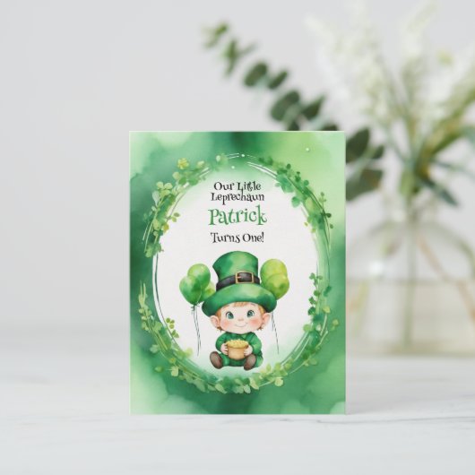 St. Patrick's Day-kabouter verjaardagsuitnodiging Briefkaart (Staand voorkant)
