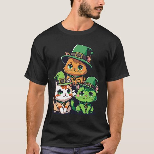 St. Patrick's Day Kabouterkatten en Leprechaun Kat T-shirt (Voorkant)
