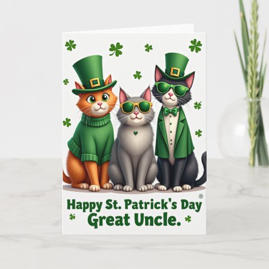 St. Patricks Day Kat Grootonkel Kaart (Voorkant)