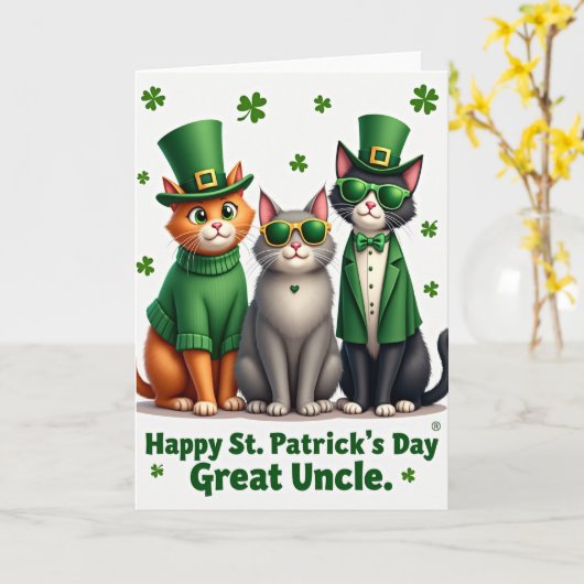 St. Patricks Day Kat Grootonkel Kaart (Gele Bloem)