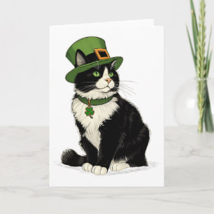 St. Patrick's Day Kat Leprechaun Shamrock Kat Kitt Kaart
