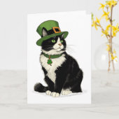 St. Patrick's Day Kat Leprechaun Shamrock Kat Kitt Kaart (Gele Bloem)