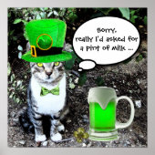 ST. PATRICK'S DAY KAT MET GROENE IERSE BIER POSTER (Voorkant)
