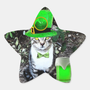 ST PATRICK'S DAY KAT MET GROENE IERSE BIERSTER STER STICKER