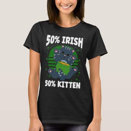 St. Patrick's Day kat met St. Patrick's hoed T-shirt (Voorkant)