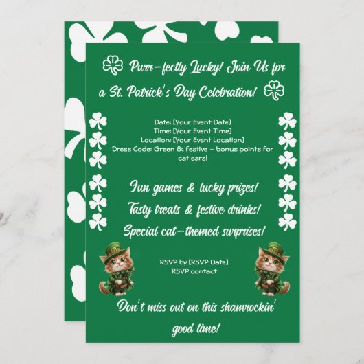 St. Patrick's Day Kattenfeest Feestdagenkaart (Voorkant / Achterkant)
