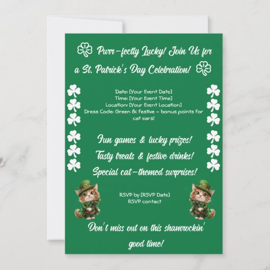 St. Patrick's Day Kattenfeestje Feestdagenkaart (Voorkant)