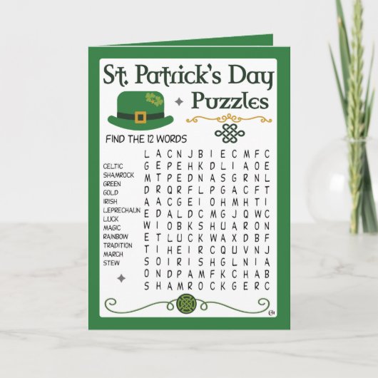 St Patrick's Day Kinder Puzzles Activity Kaart (Voorkant)