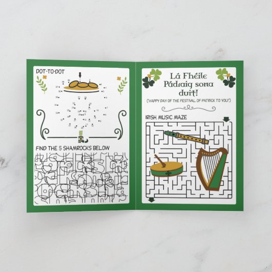 St Patrick's Day Kinder Puzzles Activity Kaart (Binnen)