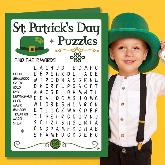 St Patrick's Day Kinder Puzzles Activity Kaart
