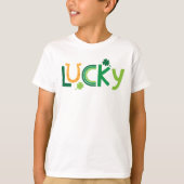 St. Patrick's Day Kinder T-Shirt "Lucky" Word Art (Voorkant)