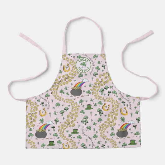 St. Patrick's Day Kinderen Roze Schort (Voorkant)