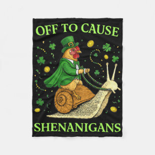 St. Patrick's Day Kip die op een Slak Rijdt Schelm Fleece Deken