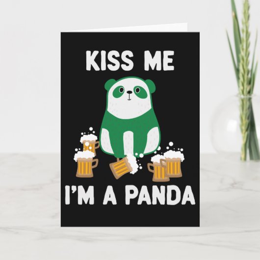 St Patrick's Day Kiss Me Ik ben een Panda Kaart (Voorkant)