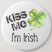 St. Patrick's Day Kiss Me Ik ben Iers, Shamrock, Ronde Button 6,0 Cm (Voorkant)