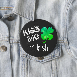 St. Patrick's Day Kiss Me I'm Irish Green Shamrock Ronde Button 4,0 Cm