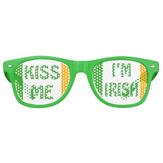 St. Patrick's Day Kiss Me I'm Irish Party Shades Retro Zonnebril (Voorkant)