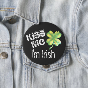 St. Patrick's Day Kiss Me I'm Irish Shamrock Ronde Button 4,0 Cm