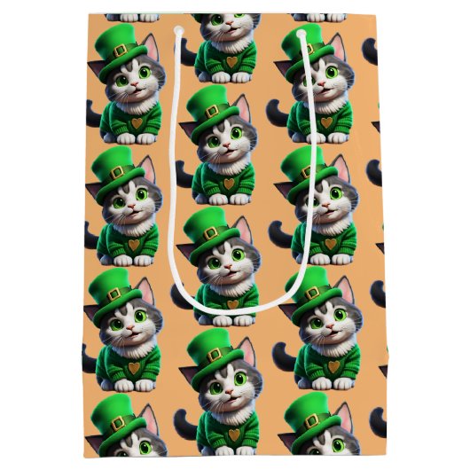 St. Patrick's Day Kitten Medium Cadeauzakje (Achterkant)