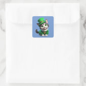 St. Patrick's Day Kitten Vierkante Sticker (Tas)