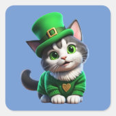 St. Patrick's Day Kitten Vierkante Sticker (Voorkant)