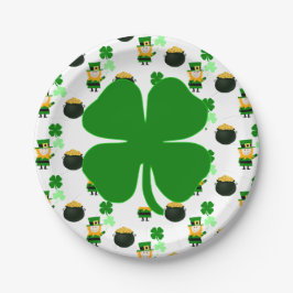 St. Patrick's Day Klassiek Patroon Feest  Papieren Bordje