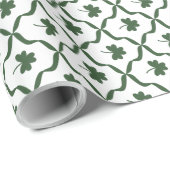 St. Patrick's Day Klassieke Groene Klaverrooster  Cadeaupapier (Rol Hoek)