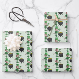 St. Patrick's Day Klaver en Pot Vol Goud Inpakpapier Vel