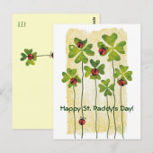 St. Patrick's Day klaver & lieveheersbeestjes Briefkaart (Voorkant / Achterkant)