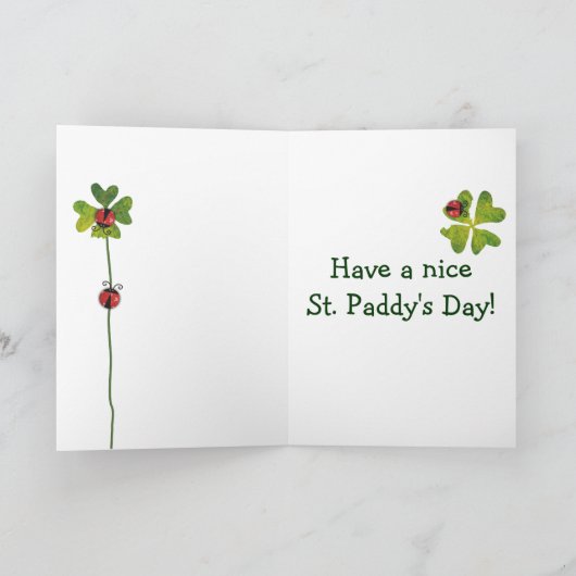 St. Patrick's Day klaver & lieveheersbeestjes Kaart (Binnen)