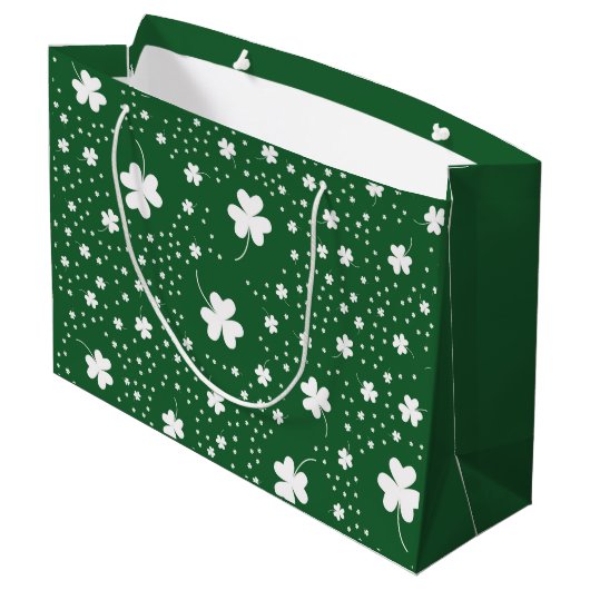 St Patrick's Day Klaver Pattern Groot Cadeauzakje (Achterkant Gekanteld)
