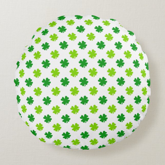 St. Patrick's Day Klaverbladeren Pattern-54601 Rond Kussen (Voorkant)