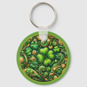 St. Patrick's Day Klaverontwerp Sleutelhanger (Voorkant)