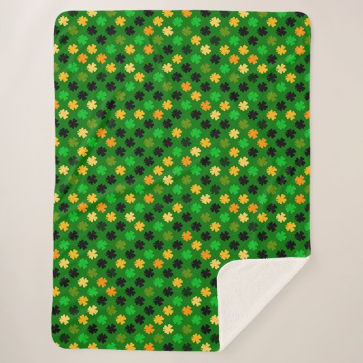 St. Patrick's Day Klaverpatroon Sherpa Deken (Voorkant)