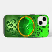 ST. PATRICK'S DAY KLAVERTJE MET GROENE DAMAST iPhone HOESJE (Achterkant horizontaal)