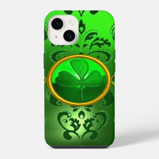 ST. PATRICK'S DAY KLAVERTJE MET GROENE DAMAST iPhone HOESJE (Achterkant)