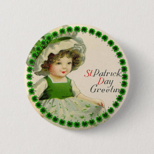 St. Patrick's Day Klein Iers Meisje Ronde Button 5,7 Cm