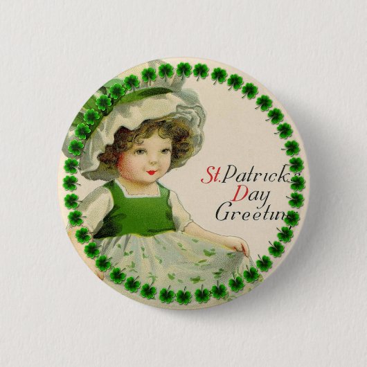 St. Patrick's Day Klein Iers Meisje Ronde Button 5,7 Cm (Voorkant)